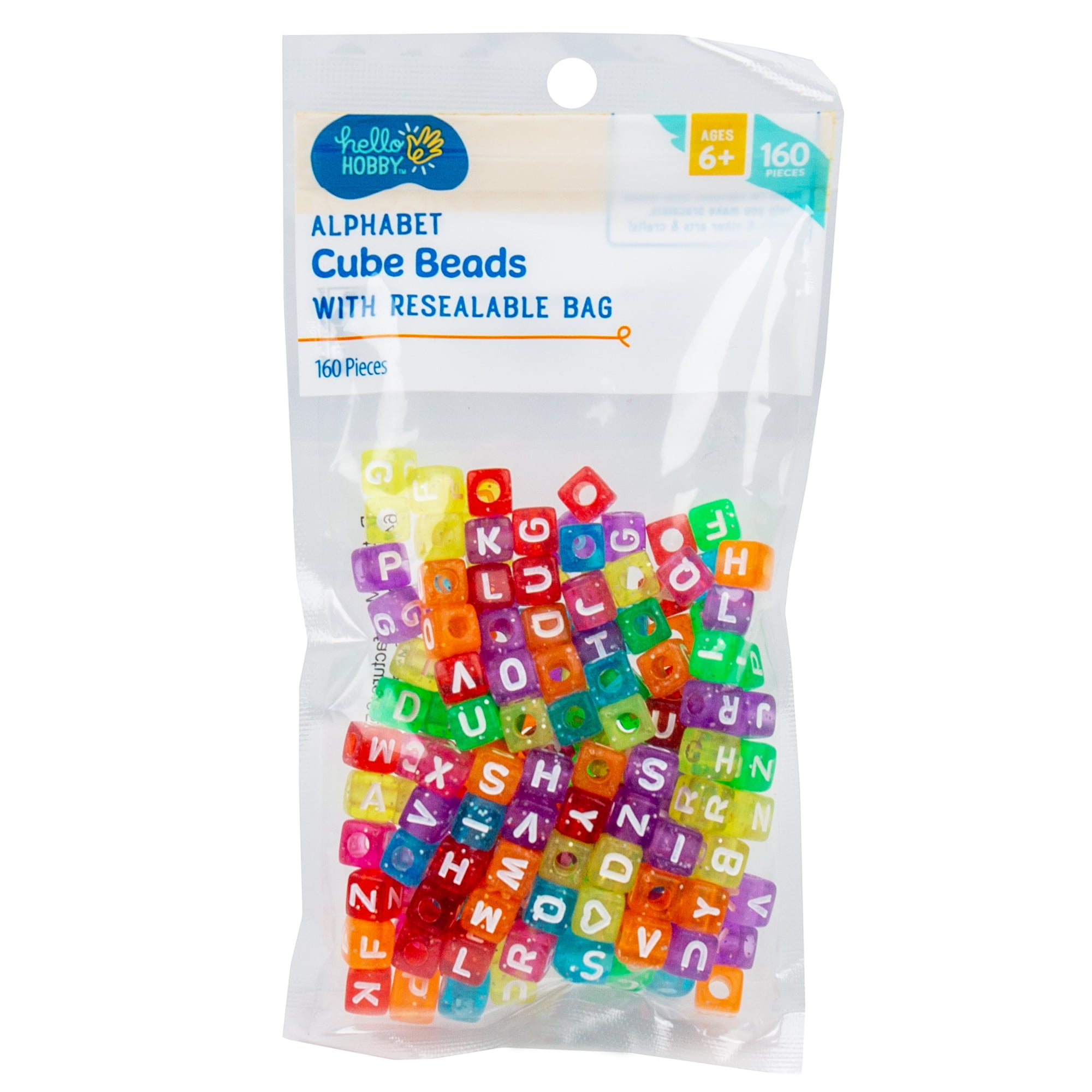 Hello Hobby Alphabet Cube Beads, Glitter