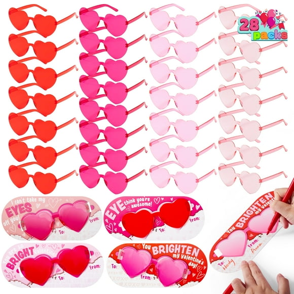 Gafas de sol en forma de corazón JOYIN para el día de San Valentín, 28 paquetes para niños