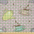 thumbnail image 2 of Ambesonne Tea Party Fabric by the Yard Microfiber, Polka Dotted Pot Cups, 2 Yards, Pale Green Turquoise, 2 of 2