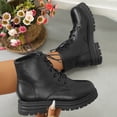 thumbnail image 3 of NECHOLOGY Botas Mujer Adulto Femenino Zapatos Botines mujer Botas de tacón grueso con cordones de cuero de color sólido de estilo británico para mujer (Black, 6.5), 3 of 7