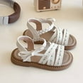 thumbnail image 6 of BOBOGOJP Little Girl Sandals Girls Leather Soft Opened Toe Princess Flat Shoes Summer Sandals Beige for 8.5, 6 of 9