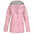 thumbnail image 3 of HTNBO Hooded Solid Color Rain Coats for Women Outdoor Windproof Plus Size Rain Jackets, 3 of 4