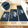 thumbnail image 2 of Washable Non-Slip Kitchen Rug Set 3-Piece, Dark Oil Resistant Runner Mats with Knife & Fork Print, 2 of 7