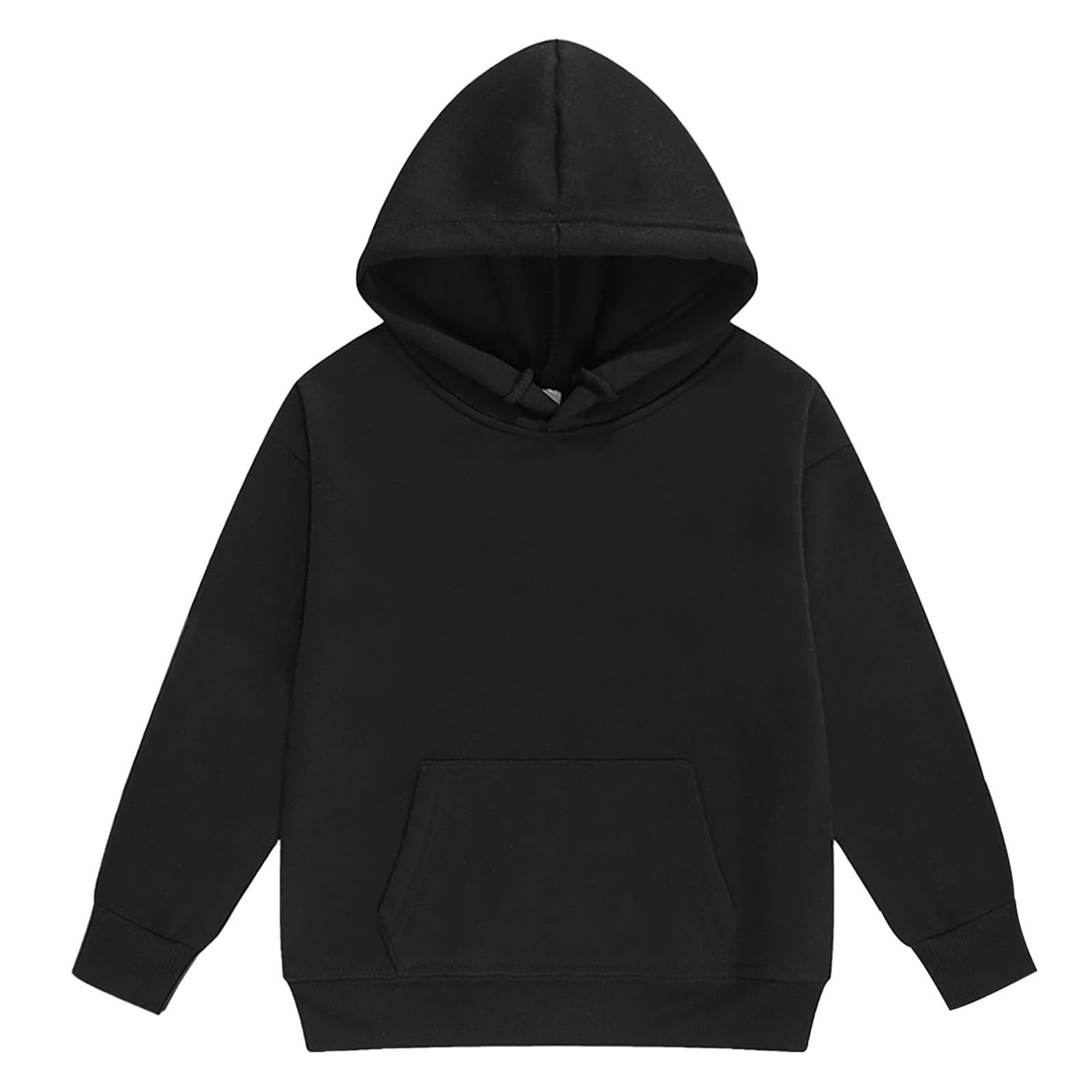 Toddler Boys Girls Winter Clothes Long Sleeve Solid Warm Hoodie Pullover Tops Pants Loose Comfort Kids Outfits Sweat Suit,Z6-Black,10-11 Years