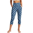 thumbnail image 2 of Women Print Capri Legging Buttery Soft Stretch High Waisted Yoga Leggings for Gym Workout Summer Slim Capris Pant with Pocket Fashion Casual Athletic Cropped Pants, 2 of 8