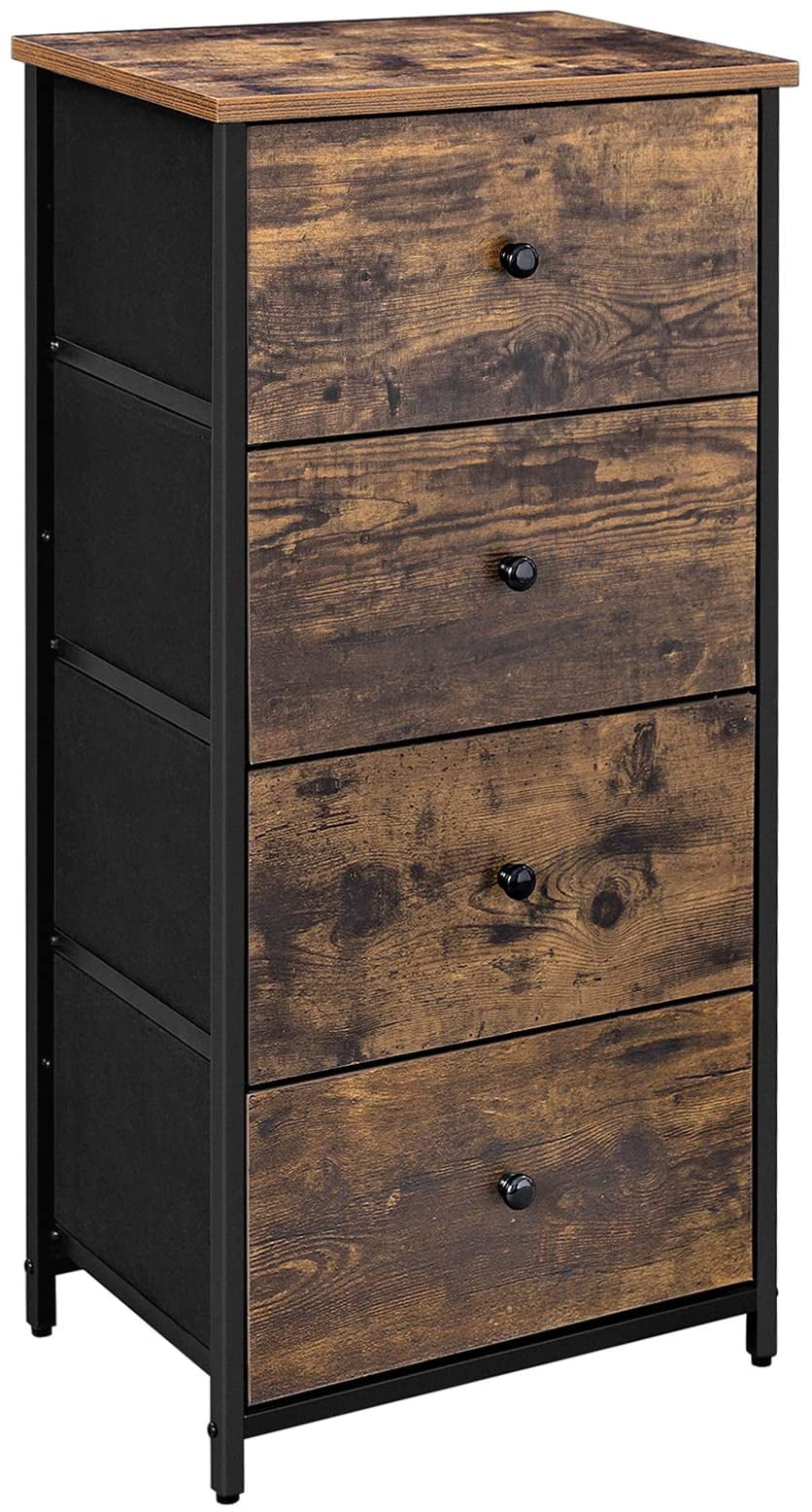 Narrow Dresser Storage 4 Drawers Tall Vertical Organizer Tower Rustic Brown 