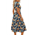 thumbnail image 4 of UVN Women Summer Dresses Short Sleeve V Neck A-Line Midi Dress Ladies Boho Beach Floral Print Sundress, 4 of 9