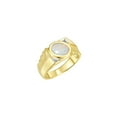 thumbnail image 4 of RYLOS Men's Rings Yellow Gold Plated Silver Cabochone Gemstone & Diamond Designer Opal Rings For Men Size 10, 4 of 6