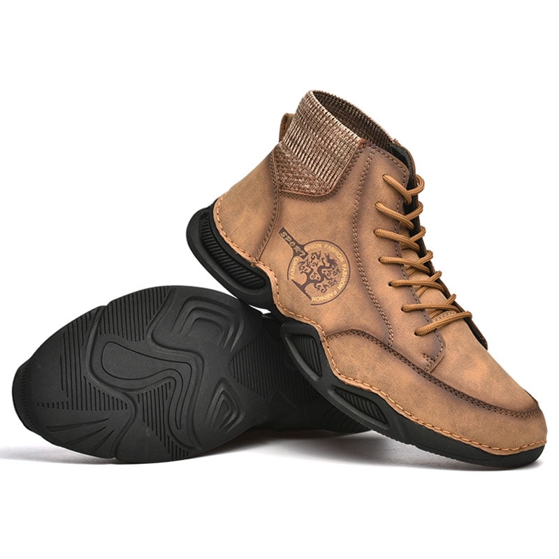 High Top Boots for Men Casual Leather Lace up Outdoor Ankle Work Shoes High Top Boots for Men Casual Leather Lace up Outdoor Ankle Work Shoes