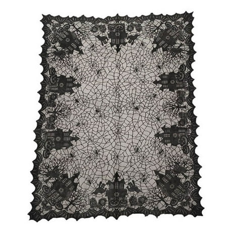 

Jikolililili Halloween Tablecloth Black Spider Web Lace Skull Pumpkin Decoration Tablecloth Home Decoration Clearance