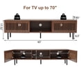 thumbnail image 3 of Hommpa TV Stand for 55 65 70 inch TV with 2 Slatted Doors, Mid Century Modern TV Console for Living Room Bedroom, Storage Cabinets Open Shelf Entertainment Center for Gaming Media Console, Walnut, 3 of 9
