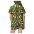 thumbnail image 5 of Halloween Pajamas Kids Size 7-8 Years Childrens Casual Loungewear Short Sleeve Top and Shorts Cozy Set Girls Pajama Set Green, 5 of 6