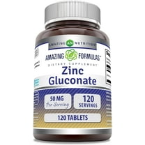 Amazing Formulas Zinc Gluconate 50Mg Per Serving 120 Tablets Supplement | Non-GMO | Gluten-Free | Made in USA