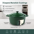 thumbnail image 4 of Hawsaiy 6 QT Enameled Cast Iron Dutch Oven with Lid, Pink, Includes 2 Oven Mitts, Nonstick Cookware for Baking, Roasting, Braising, Green, 4 of 11