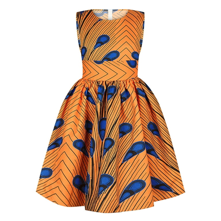 ZMHEGW Summer Dresses For Teens Toddler Kids Baby Girls African Dashiki  Traditional Style Sleeveless Round Neck Dress Ankara Princess Outfits -  Walmart.com