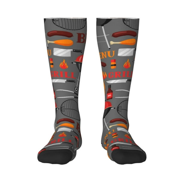 Balery BBQ Icons Calcetines novedosos Calcetines deportivos Calcetines hasta la rodilla Calcetines de algodón Calcetines originales y geniales
