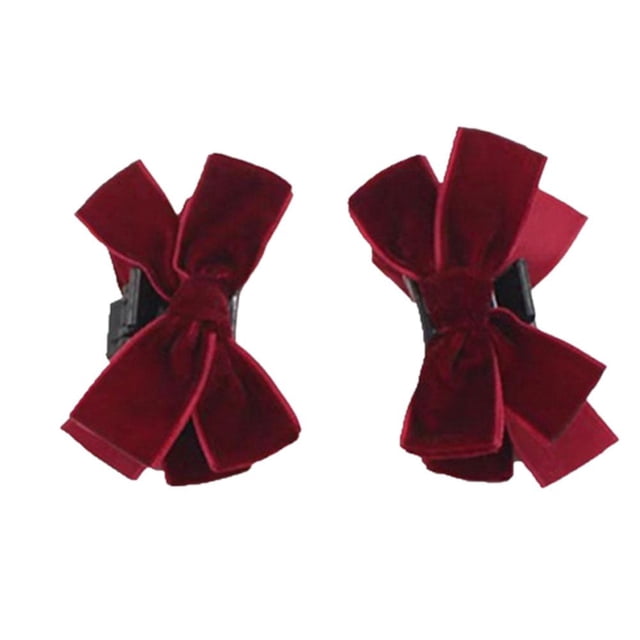 2PCS Velvet Bow Hair Clips, Small Princess Style Side Clips for Bangs, Summer Fashion Accessory, Compact & Stylish Design
