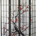thumbnail image 4 of Plum Blossom Print Wood and Paper 4 Panel Room Divider, Red and Black - Saltoro Sherpi, 4 of 5