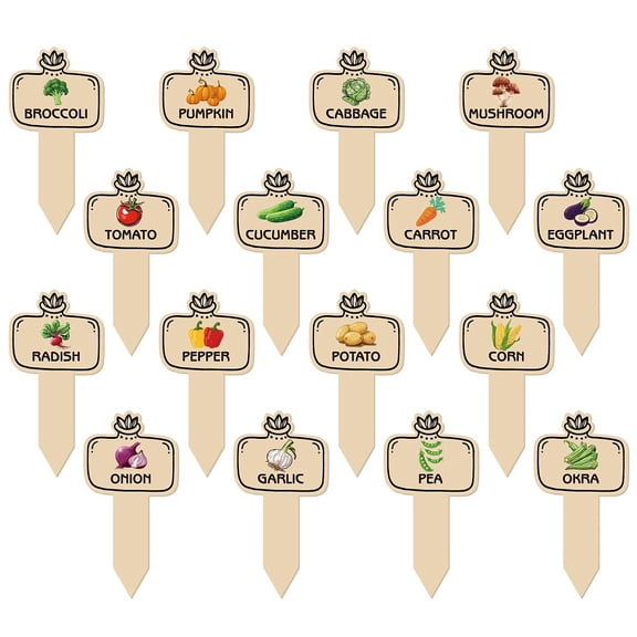 16Pcs Vegetable Wooden Plant Markers Small Wood Garden Plants Labels Gardening Tags Signs Accessories for DIY