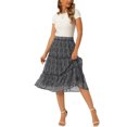 thumbnail image 2 of INSPIRE CHIC Women's Polka Dots Skirt Tiered Ruffle Elastic High Waist Casual Flowy A-Line Summer Beach Knee Skirts S Black, 2 of 6