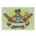 thumbnail image 1 of Retro Cutting Board, Pin-Up Sailor Girl Life with Captain Hat and Costume Glass of Beer Feminine, Decorative Tempered Glass Cutting and Serving Board, Small Size, Multicolor, by Ambesonne, 1 of 1
