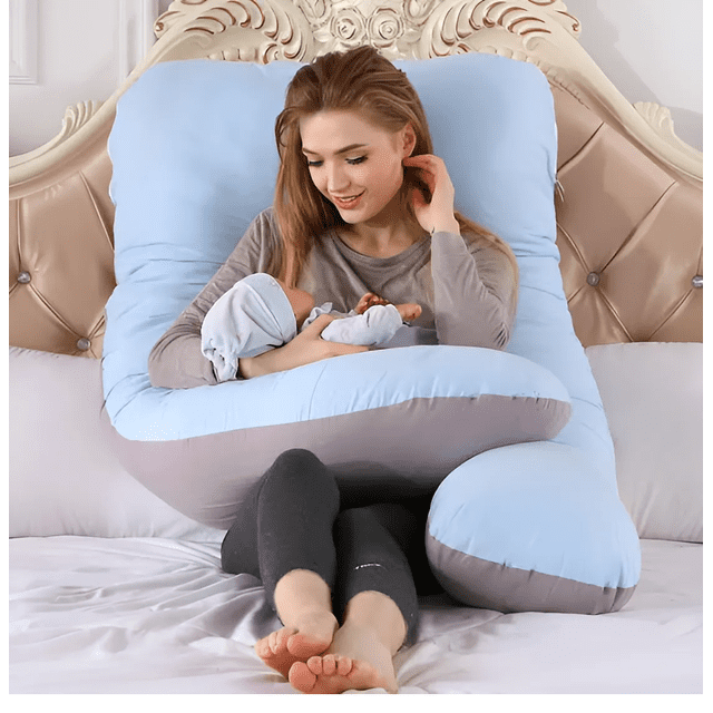 Almohada Para Embarazo Y Lactancia Jumbo Lavanda Geométrico Xtellar Azul Cielo