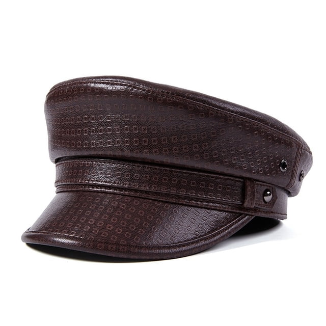 Casquette de Mode pour Femmes en Cuir PU Visière Béret Automne