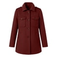 thumbnail image 4 of Mutghys Jacket for Women Button Down Stand Collar Long Sleeve Solid Outerwear with Pockets Home Daily Working Winter Warm Comfy Casual Coat S-3XL, 4 of 9