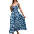 thumbnail image 2 of Fankiway Mode Femmes Été Imprimé Camisole Sans Manches Col en V Dos Nu Robe Décontractée Robes de Plage Grande Taille Robes pour Femmes, 2 of 5