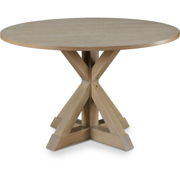 Finch Alfred Modern Farmhouse Wooden Round Dining Table, Rustic Beige