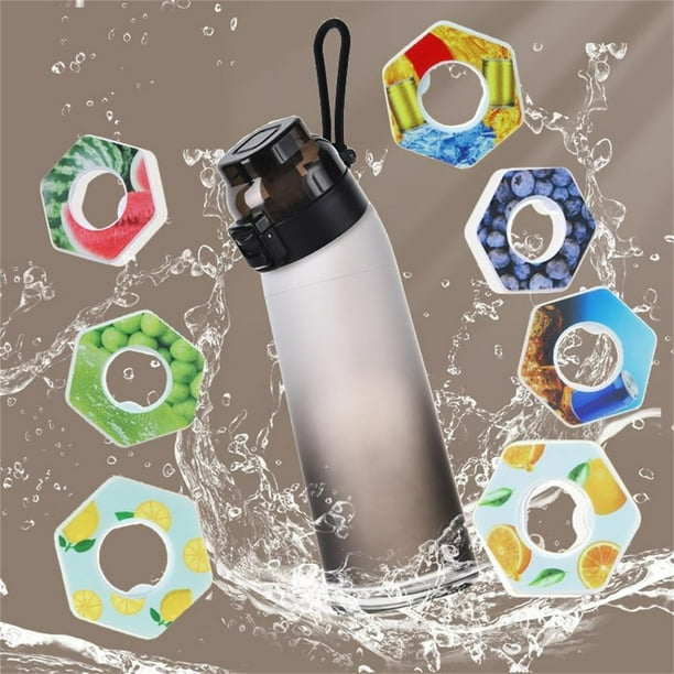Botella de 700 ml, juego de botella de agua actualizada con pajita para beber de 7 cápsulas, botella de agua para exteriores