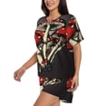 thumbnail image 2 of Lsque Red Mushrooms Women's Short-Sleeved Pajama Set - 2 Piece Soft and Lightweight Sleepwear Set-Large, 2 of 9