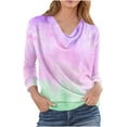 thumbnail image 2 of PiGOGI Women's Fashion Pleated Collar Printed Long Sleeve Loose Casual Top Blouse Multicolor L, 2 of 5