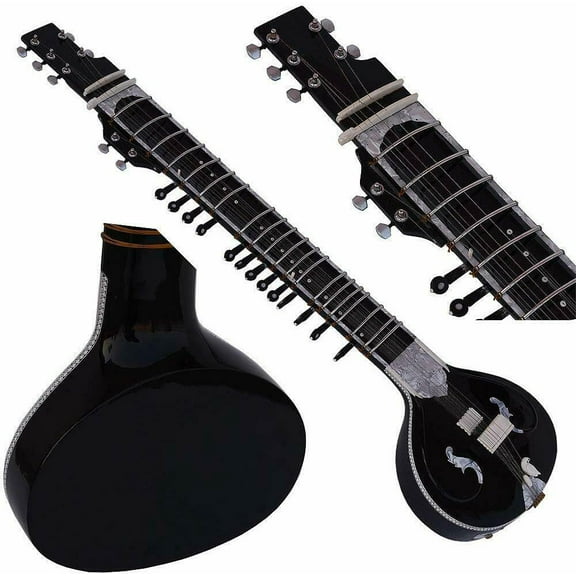 Ganpati Musicals Sitar-Black Color-7 Strings-Tun Wood-Traveler -with Mizrabs & Strings