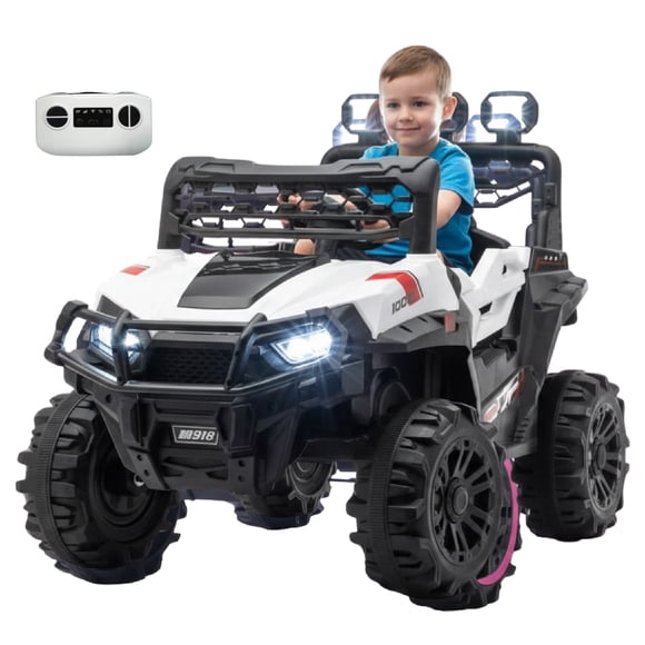 Buggy Eléctrico Infantil YEI Blaze Blanco con 2 Motores, Control Parental, Luces LED, Música Bluetooth, Velocidad 5 km/h, Soporta 30 kg, Ideal para Exterior