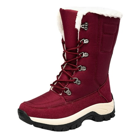 

Long Winter Boots for Women Slim Fitted Heated Snow Boots for Women Women Winter Boots Size 6 Snow Boots Velvet Boots Keep Lace Up Warm Water Toe Women Proof Flat Shoes Round Plus women s boots