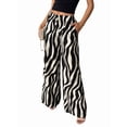 thumbnail image 4 of Women'S Wide Leg Pants High Elastic Waist Flowy Palazzo Pants Black & White XL, 4 of 9