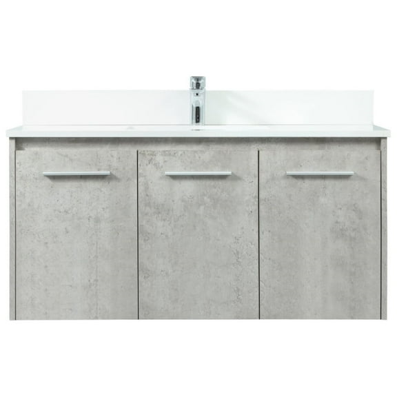 40 inch single bathroom vanity in concrete grey with backsplash