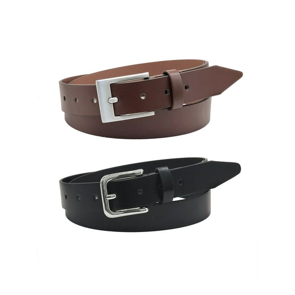 Wonder Nation Boys Belts - Cognac and Black, 2-Pack, Sizes S-L