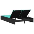 thumbnail image 3 of vidaXL Double Sun Lounger with Cushions Black Poly Rattan, 3 of 5