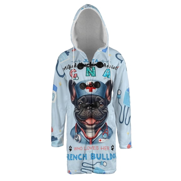 Just a Certified Nursing Assistant Cna Who Loves Her French Bulldog All Over Print 3D Hooded Duffle Toggle Coat Dog Lover Gifts - 00003