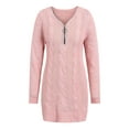 thumbnail image 3 of DYMADE Womens Zipper V Neck Long Sleeve Knitted Bodycon Slim Mini Dress, 3 of 4