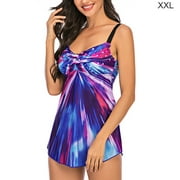 Baohd 2Pcs Women Swimsuit Gradient Print Bathing Suit Backless Beach Bathing Suit Swimwear, Purple, L