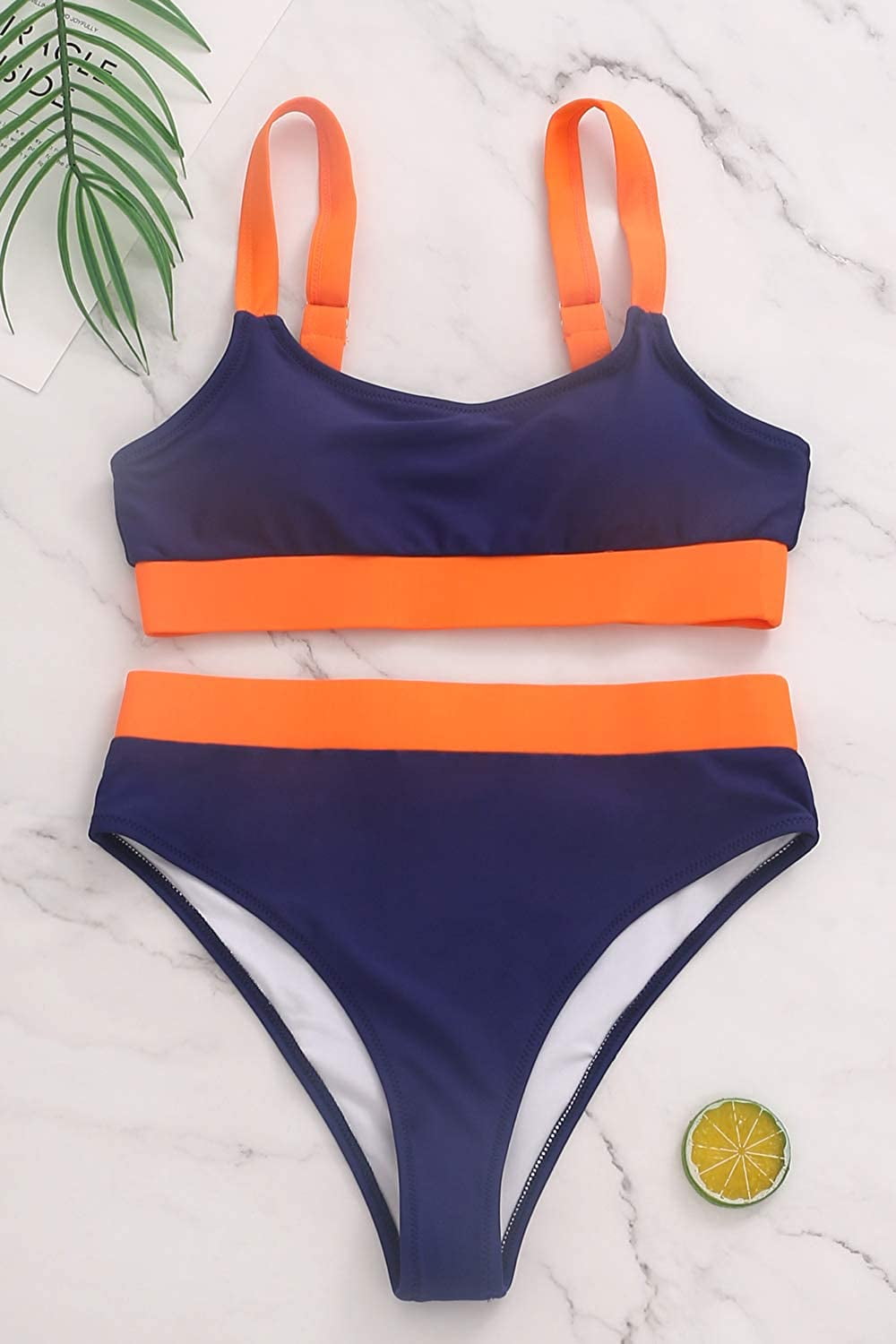 ZINPRETTY High Waisted Bikini Set Sports Color Pink Swimsuit Bathing Suit, M