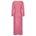 thumbnail image 5 of Women Dresses Sexy Solid Round neck Long Sleeved Leisure Dresses Fashion Dresses Hot Pink Trendy Skirt Size XL, 5 of 6
