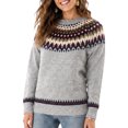 thumbnail image 4 of JUUNthy Sweater for Womens, Striped Knitted Long Sleeve Crewneck Fashion Fall Winter Clothes Tops Gray 5XL, 4 of 5