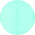 thumbnail image 1 of Ahgly Company Machine Washable Indoor Round Solid Turquoise Blue Modern Area Rugs, 8' Round, 1 of 4