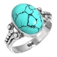 thumbnail image 1 of 925 Sterling Silver Ring For Women - Men Blue Turquoise Gemstone Silver Ring Size 13 December Birthstone Fashion Silver Ring Size 13 Cocktail Party Gift For Women Gemstone 925 Silver Jewelry, 1 of 6