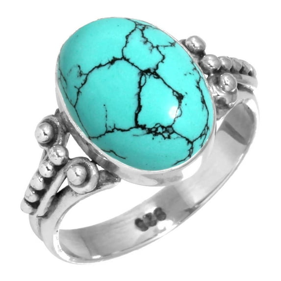 925 Sterling Silver Ring For Women - Men Blue Turquoise Gemstone Silver Ring Size 13 December Birthstone Fashion Silver Ring Size 13 Cocktail Party Gift For Women Gemstone 925 Silver Jewelry