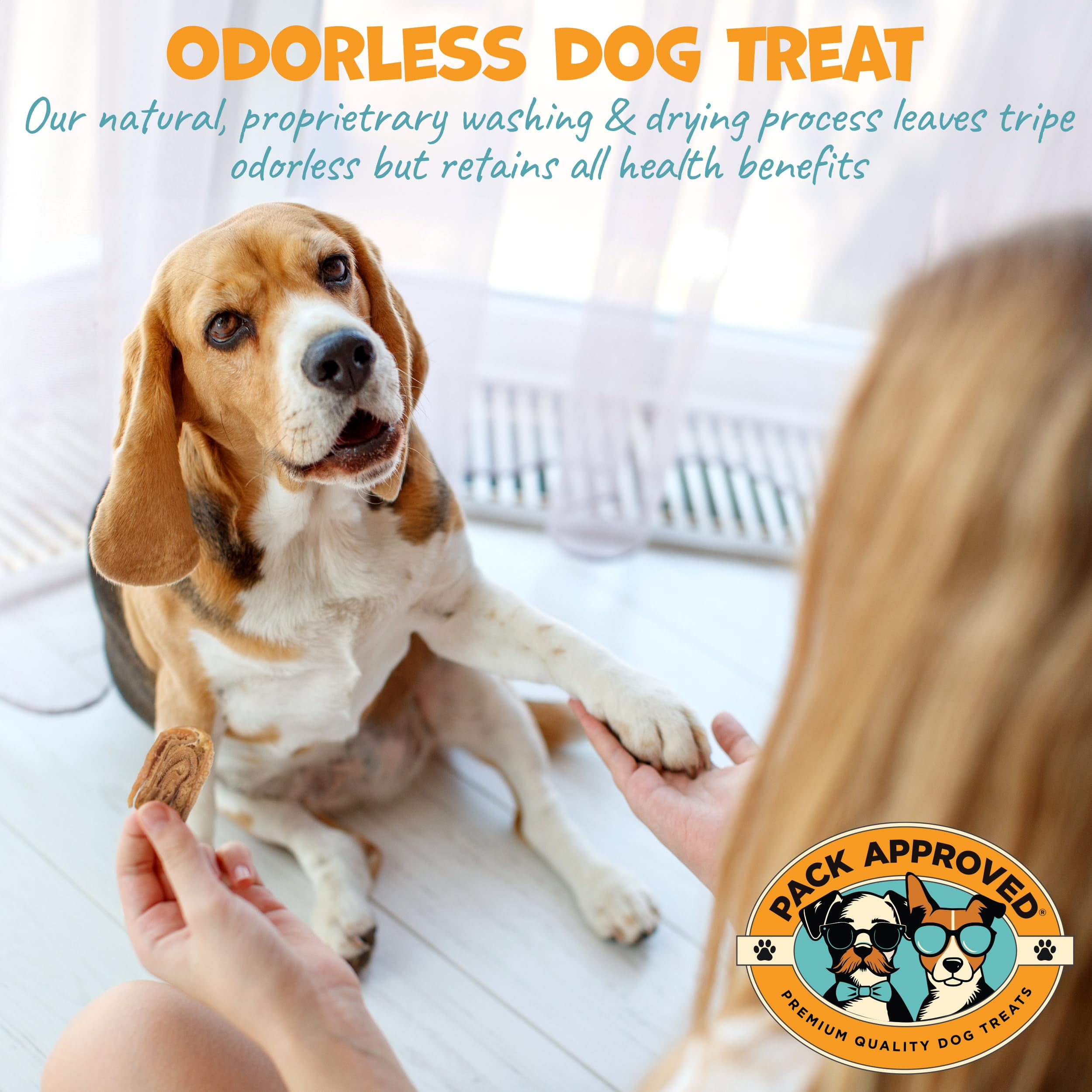 Pack Approved Lamb Tripe - Single Ingredient & Dehydrated Dog Treats - Lamb Treats for Sensitive Stomach - No Hide Dog Chews Tripe - 10oz